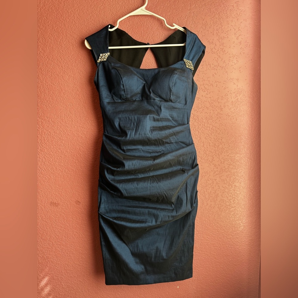 Xscape Navy and Black Backless Dress